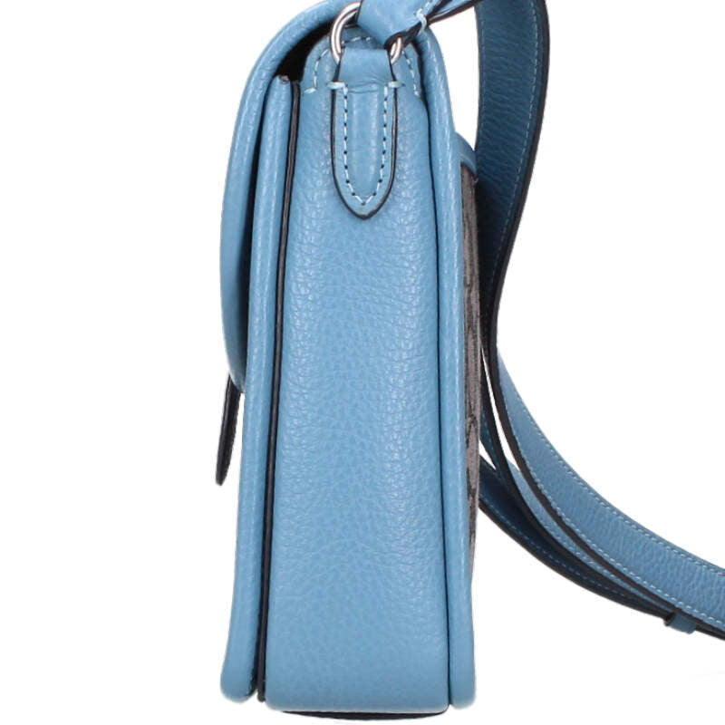 COACH Canvas Leather Shoulder Bag Light Blue Size ONE SIZE
