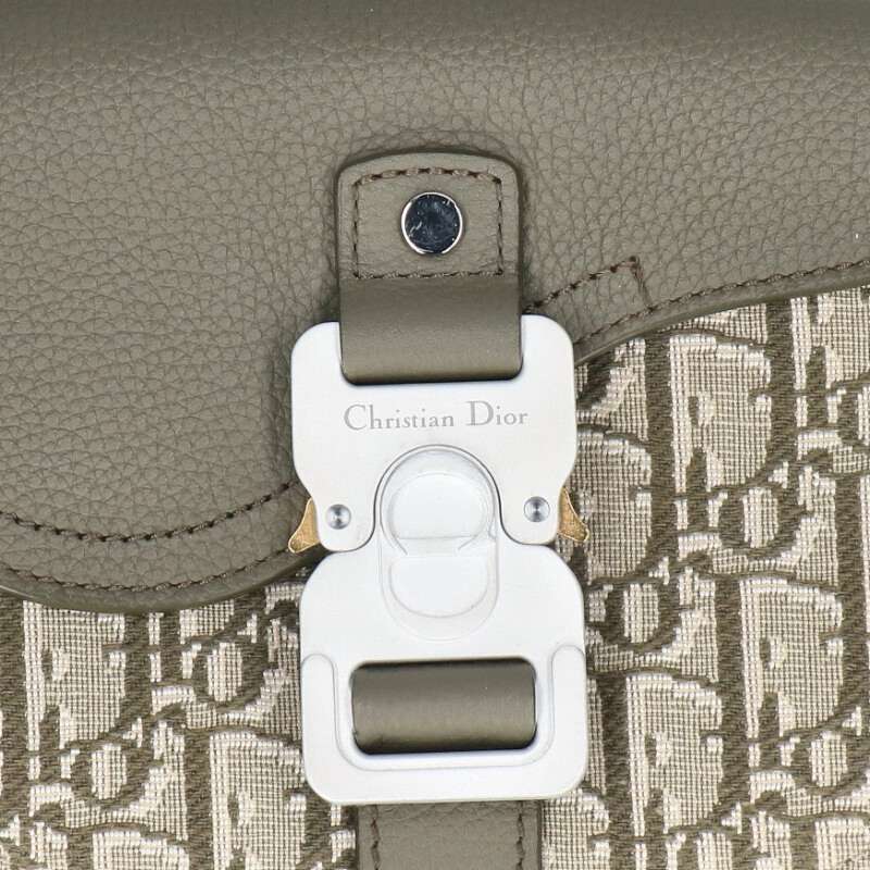 DIOR Oblique Saddle Shoulder Bag Khaki Size ONE SIZE