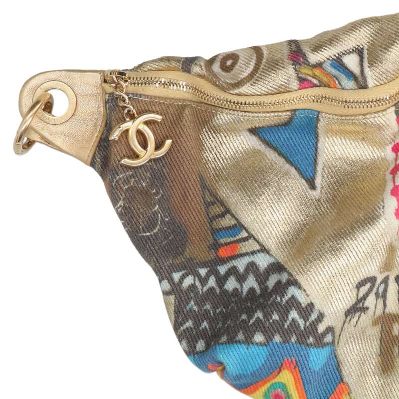 CHANEL Egypt Graffiti Chain Waist Bag Gold