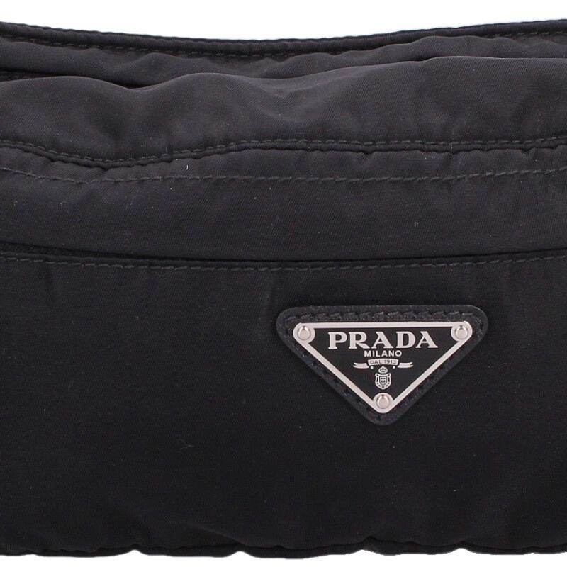 Prada Black Triangle Logo Nylon Belt Bag