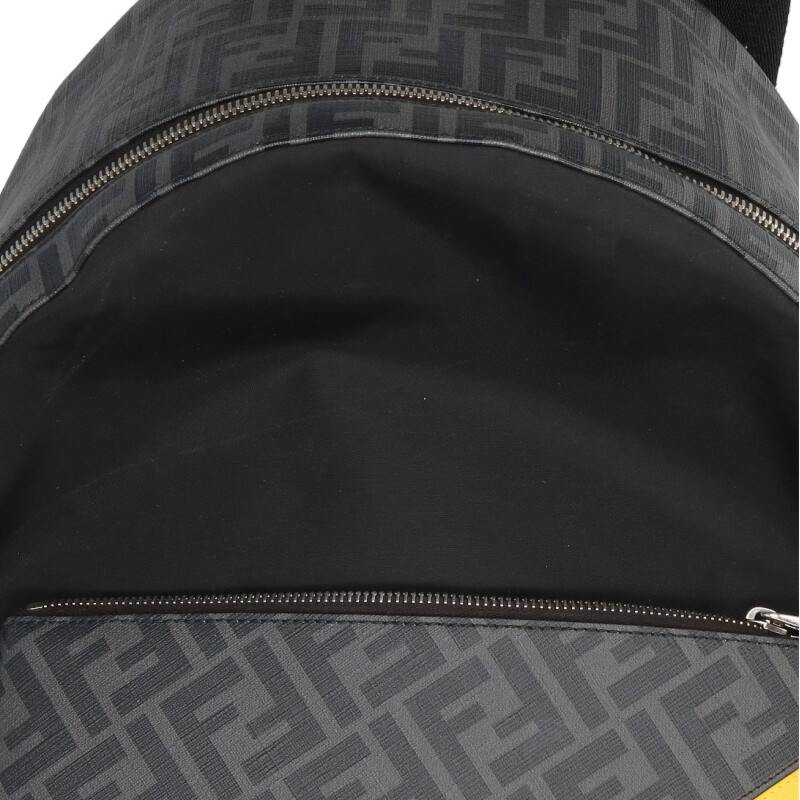 Fendi Monogram Nylon-Leather Backpack Black x Gray x Yellow