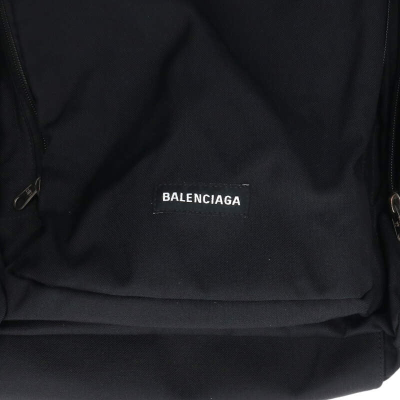 Balenciaga Logo Nylon Canvas Backpack Black