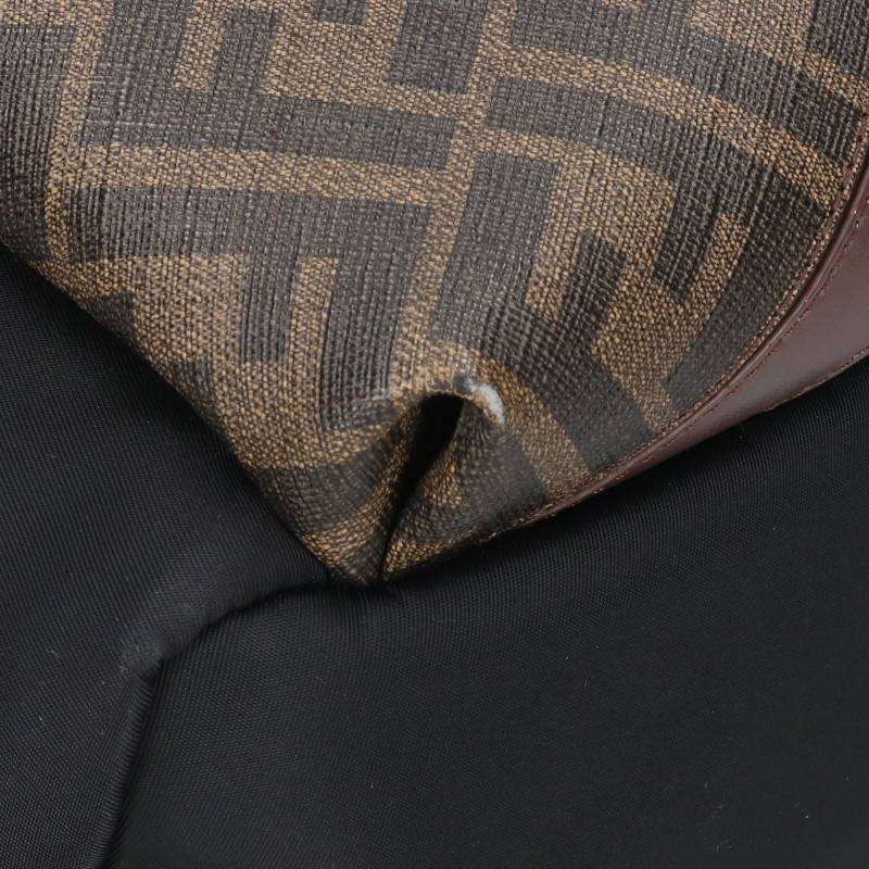 FENDI Zucca Nylon Leather Panel Backpack Black Size ONE SIZE