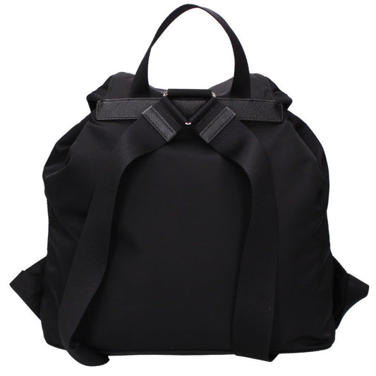 PRADA Logo Plate Front Double Nylon Backpack Size ONE SIZE