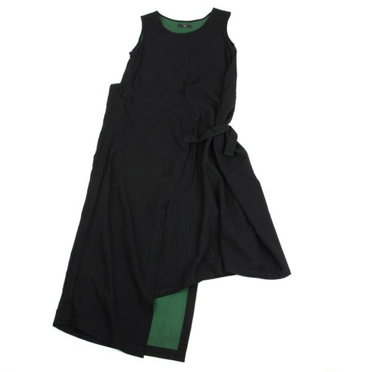 Y's Wool Blend Double Face Wrap Skirt Dress Black Size M