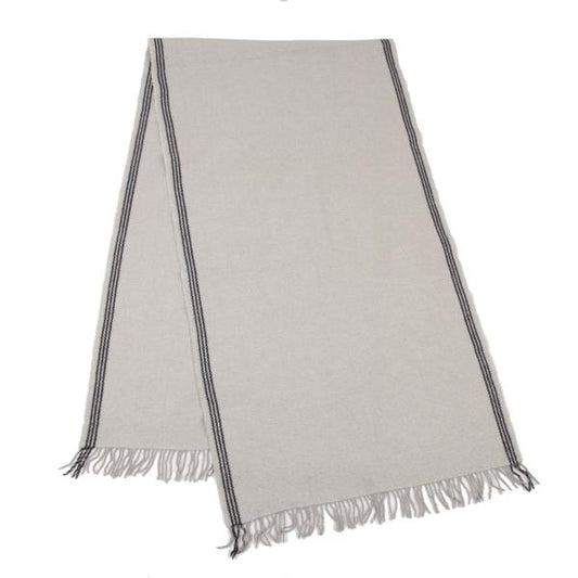 45rpm Wool Fringe Scarf Light Gray Navy