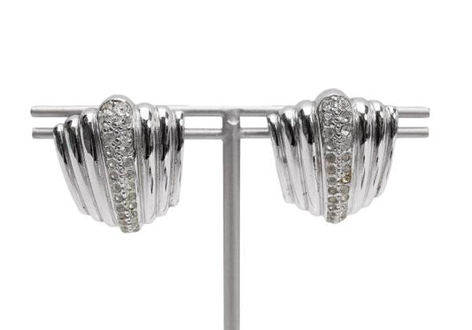 Christian Dior Rhinestone Silver Earrings