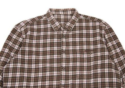 Papas Cotton Check Button-Down Flannel Shirt Brown Size 48M