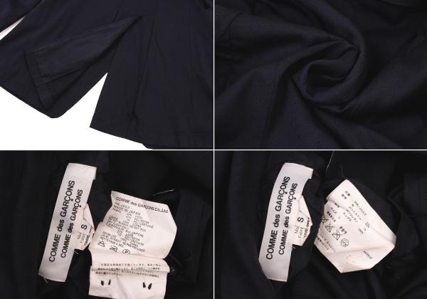 COMME des GARCONS Wool Poly Cutaway Long Jacket Navy Size S
