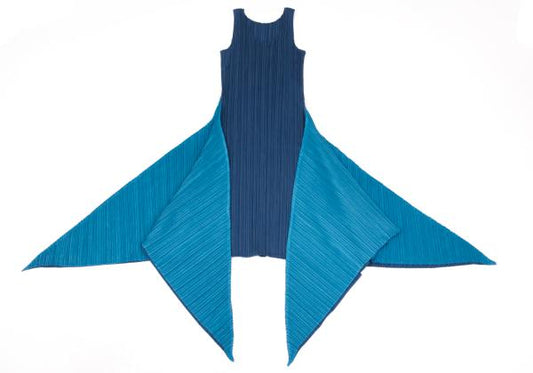 PLEATS PLEASE Pleated Bi-Color Dress Blue Size 2
