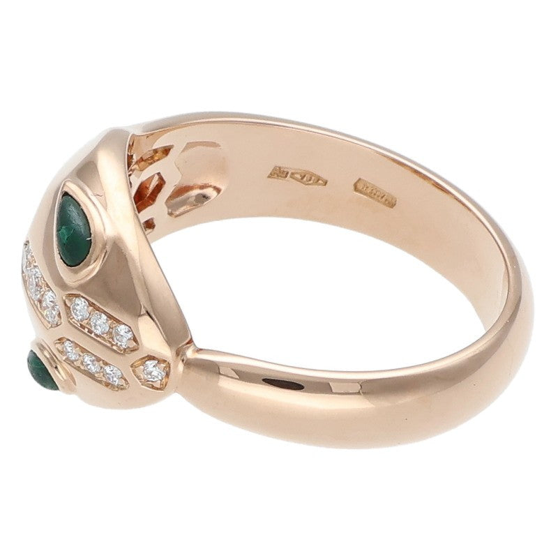 BVLGARI Serpenti 18K PG Diamond Malachite Ring Size ONE SIZE