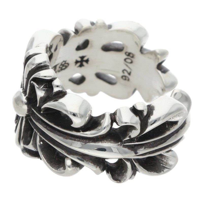 Chrome Hearts DBL FLRL CRS Silver Ring Size ONE SIZE