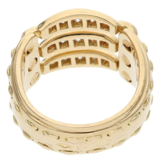 HERMES 18K Yellow Gold Diamond Ring Size ONE SIZE