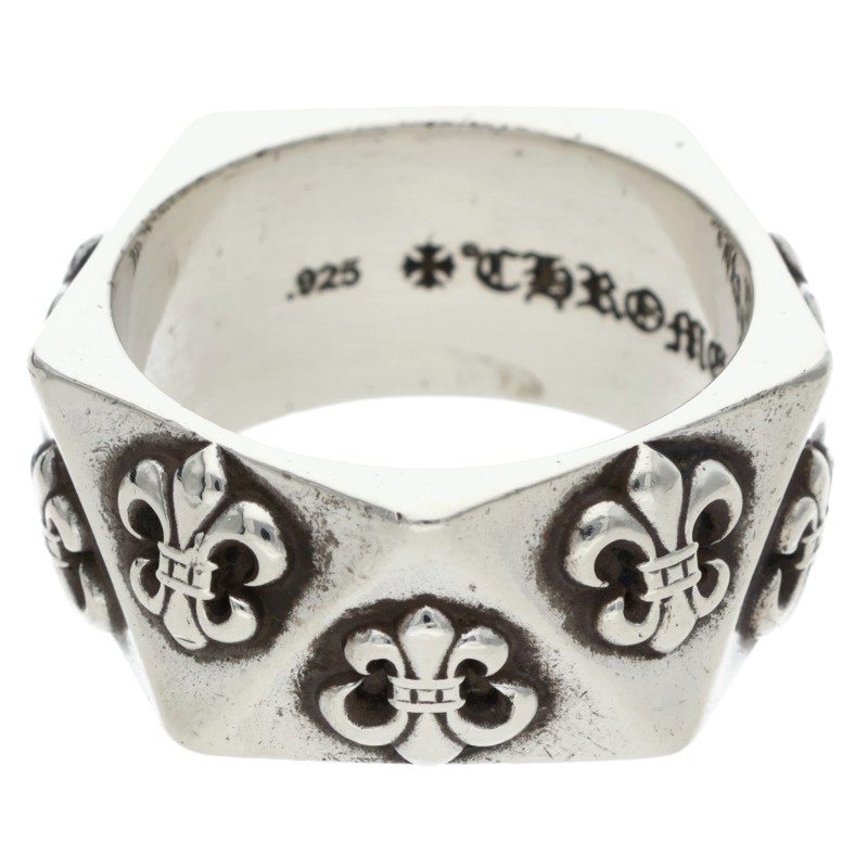 Chrome Hearts PENTAGON BS Fleur Silver Ring Size ONE SIZE