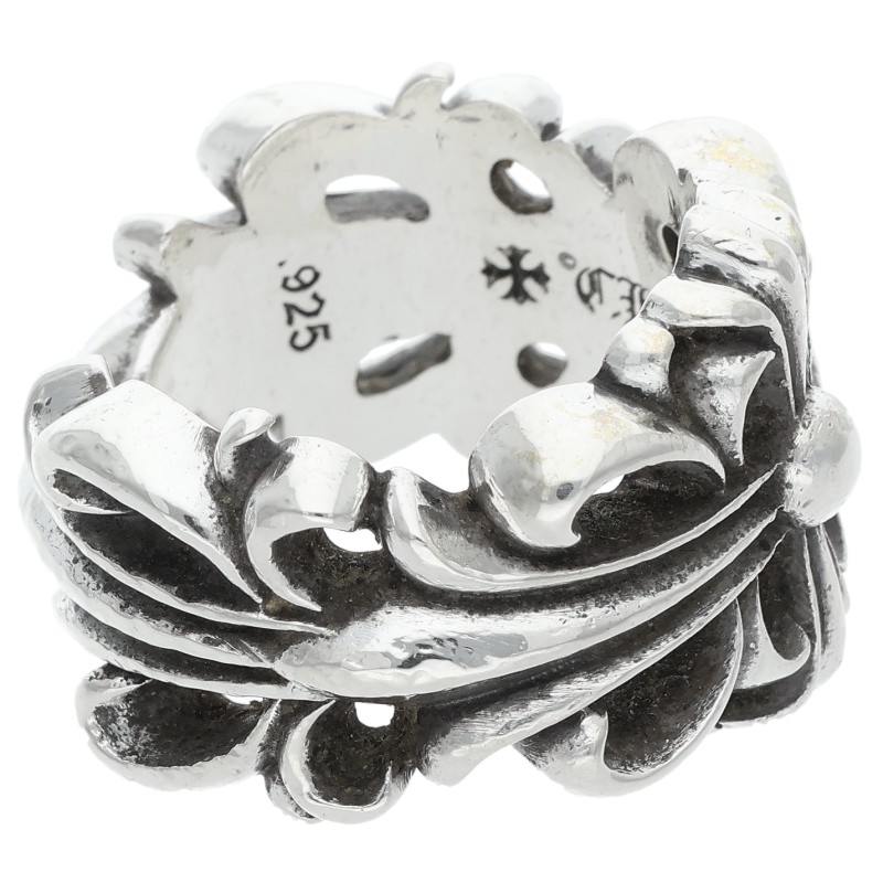 Chrome Hearts DBL FLRL CRS Silver Ring Size US 7.5