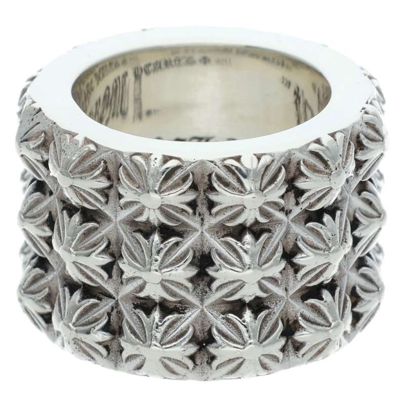 Chrome Hearts Pete Punk Triple Row Silver Ring Size US 7.5
