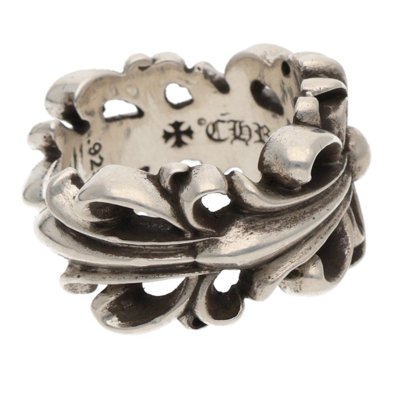 Chrome Hearts DBL FLRL CRS Silver Ring Size ONE SIZE