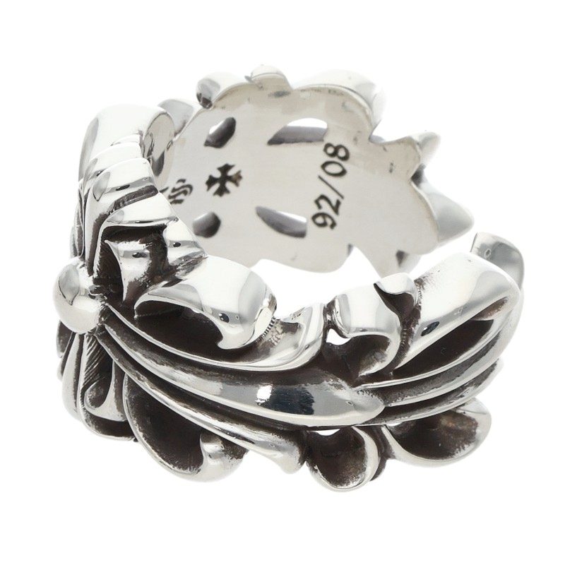 Chrome Hearts DBL FLRL CRS Silver Ring Size US 10
