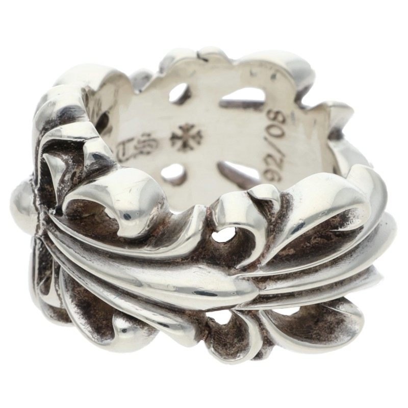 Chrome Hearts DBL FLRL CRS Silver Ring Size ONE SIZE