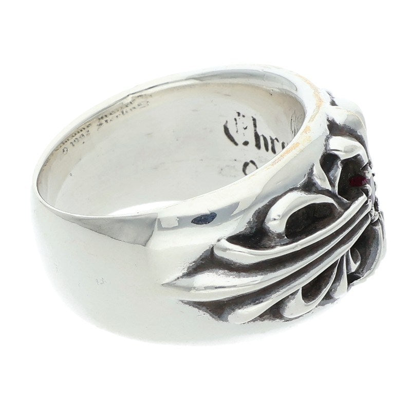 Chrome Hearts FLRL CRS Ruby Silver Ring Size ONE SIZE
