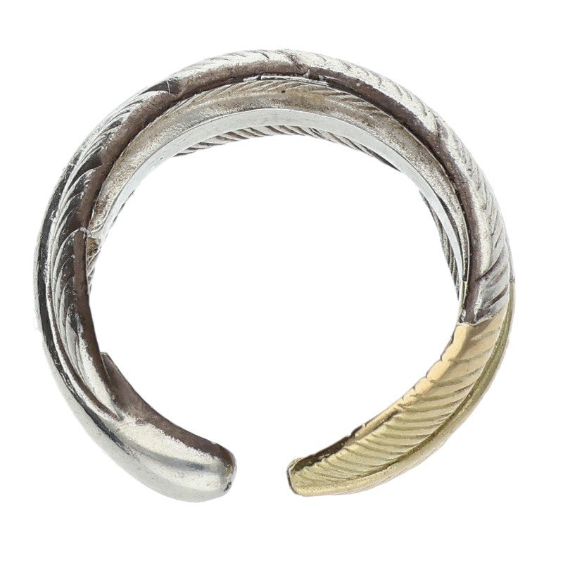 TADY & KING Feather K18 Gold Silver Ring Size ONE SIZE