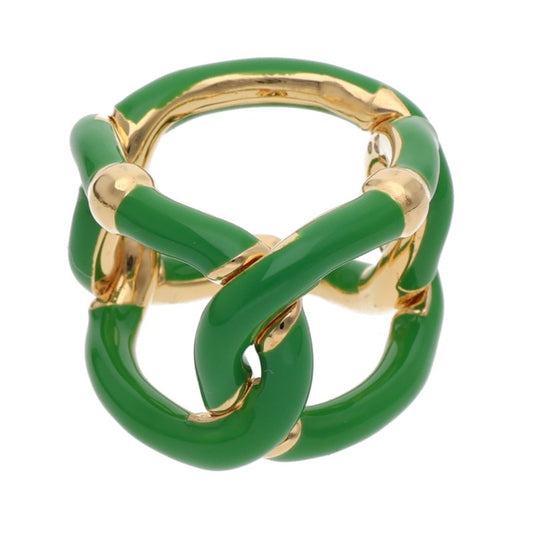 BOTTEGA VENETA Parakeet 925 Silver Ring Green/Gold Size 13