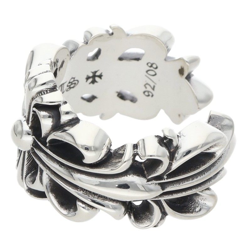 Chrome Hearts Double Floral Cross Silver Ring Size ONE SIZE