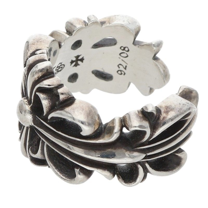 Chrome Hearts DBL FLRL CRS Silver Ring Size 17.5