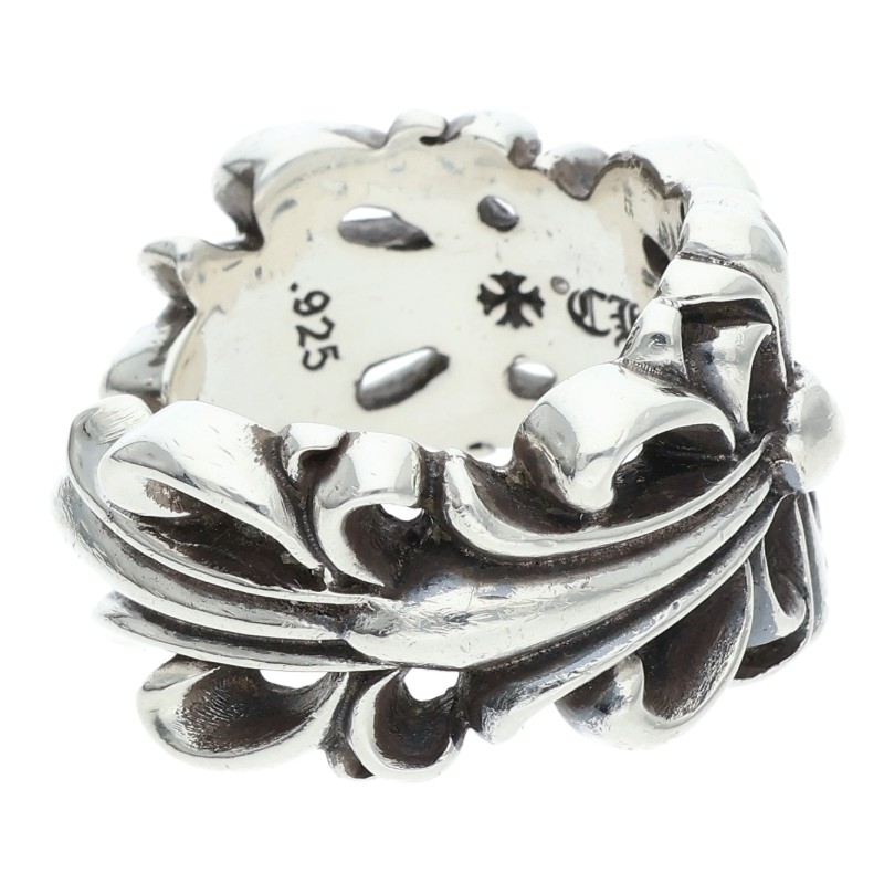 Chrome Hearts DBL FLRL CRS Silver Ring Size ONE SIZE