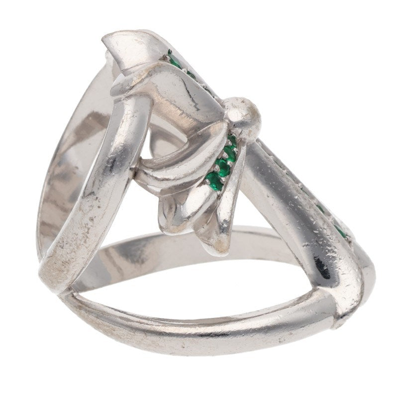 Chrome Hearts 18K Infinity CH Emerald Ring Size ONE SIZE