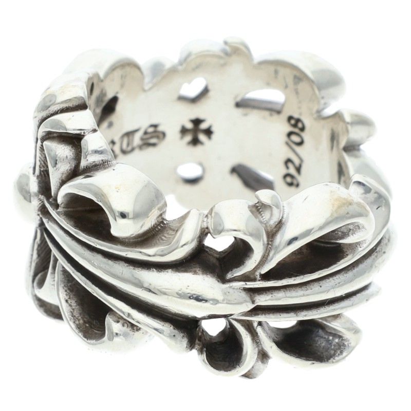 Chrome Hearts DBL FLRL CRS Silver Ring Size ONE SIZE