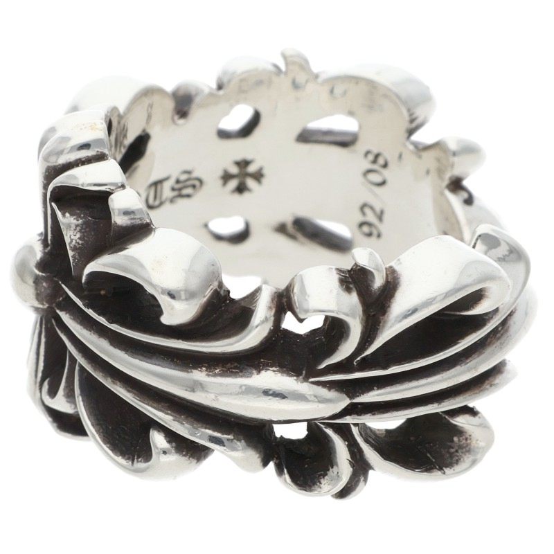 Chrome Hearts DBL FLRL CRS Silver Ring Size ONE SIZE