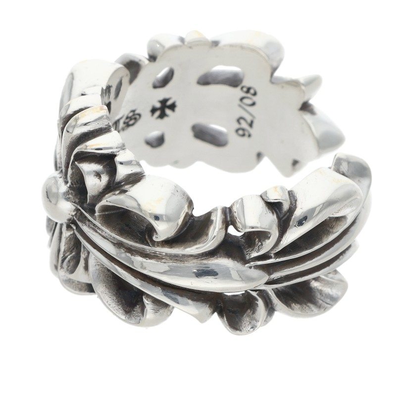 Chrome Hearts DBL FLRL CRS Silver Ring Size ONE SIZE