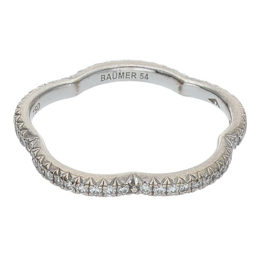 CHANEL Camellia 18K White Gold Full Pave Ring Size ONE SIZE