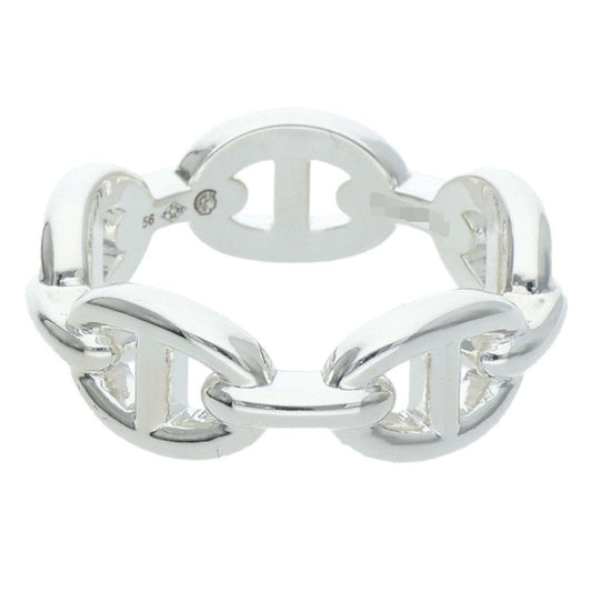 HERMES Chaine d'Ancre Enchainee PM Silver Ring Size 56