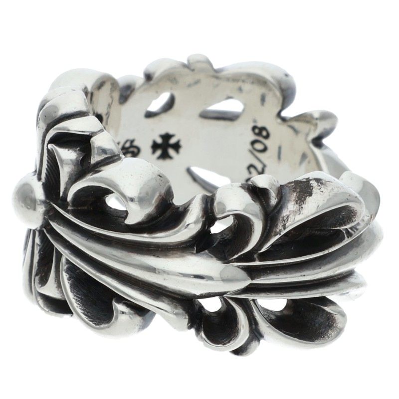 Chrome Hearts DBL FLRL CRS 925 Silver Ring Size ONE SIZE