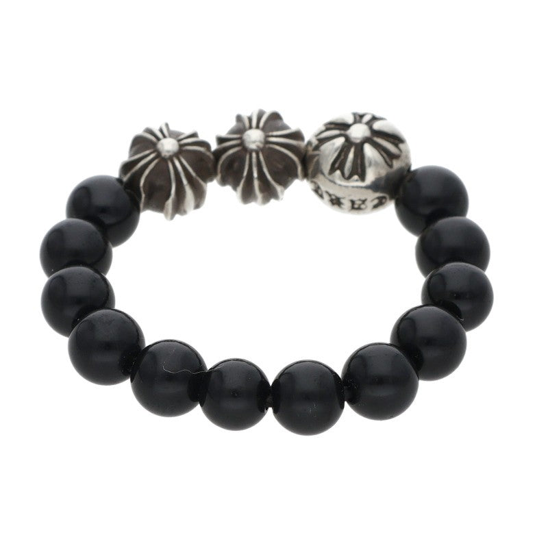 Chrome Hearts BEAD RING Silver Black Bead Ring Size JP 13