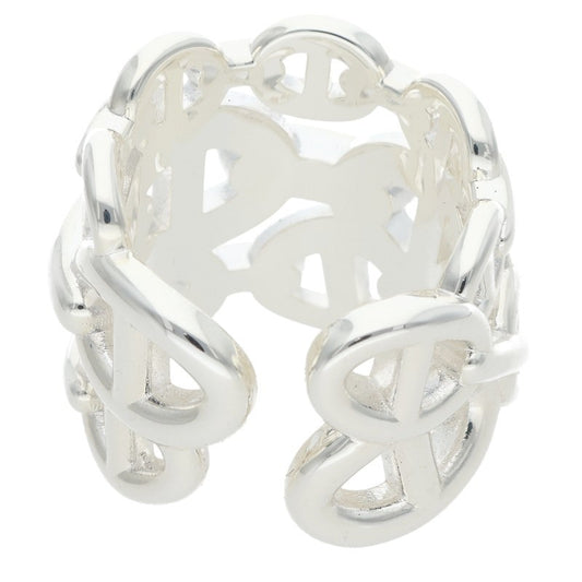 HERMES Chaine d'Ancre Enchainee GM Silver Ring Size 49