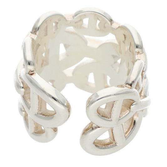 HERMES Chaine d'Ancre Enchainee GM Silver Ring Size 53