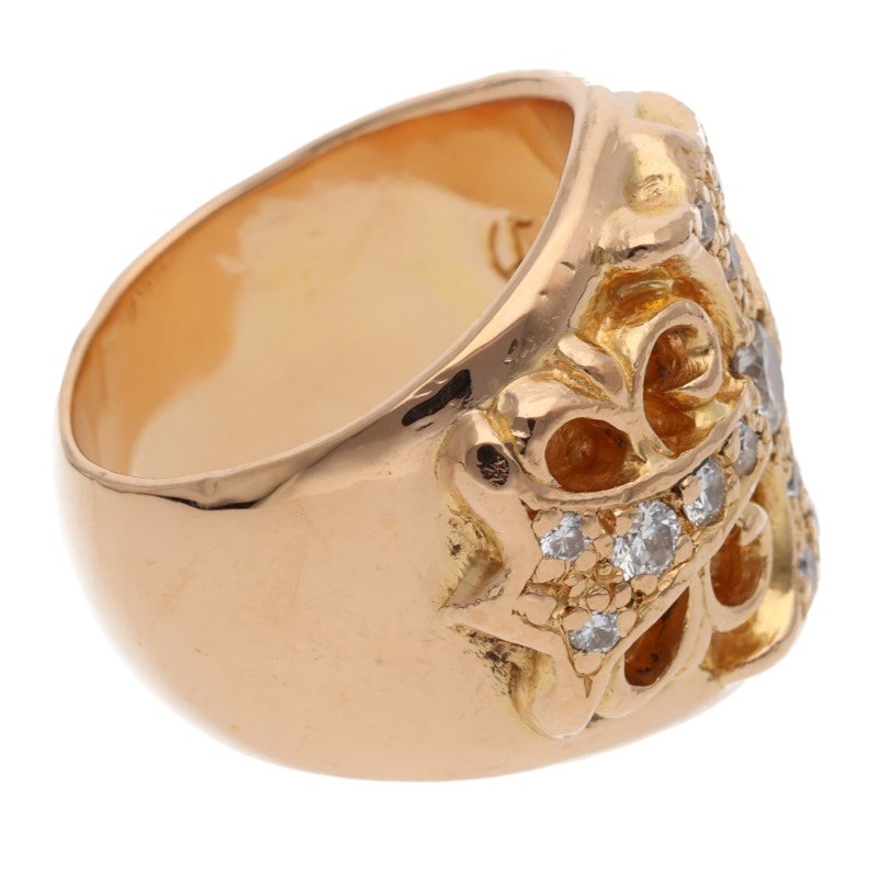 Chrome Hearts 22K KEEPER Pave Gold Ring Size JP 14