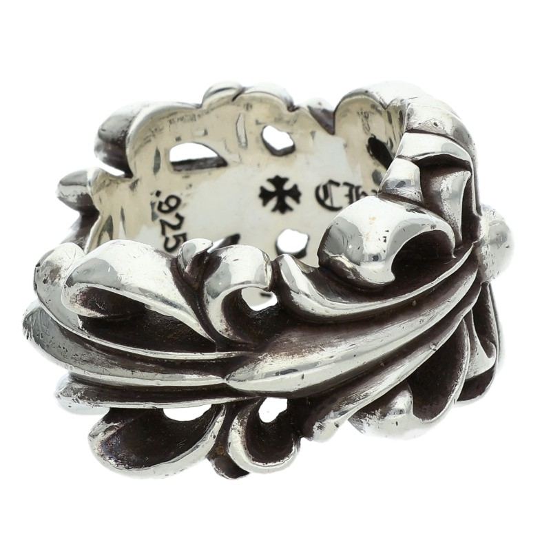 Chrome Hearts DBL FLRL CRS 925 Silver Ring Size 19.5