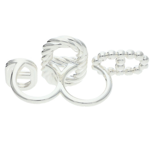 HERMES Area II Double Silver Ring Size 54