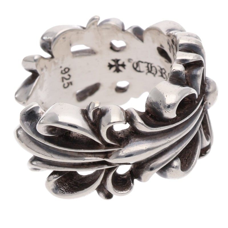 Chrome Hearts DBL FLRL CRS 925 Silver Ring Size ONE SIZE