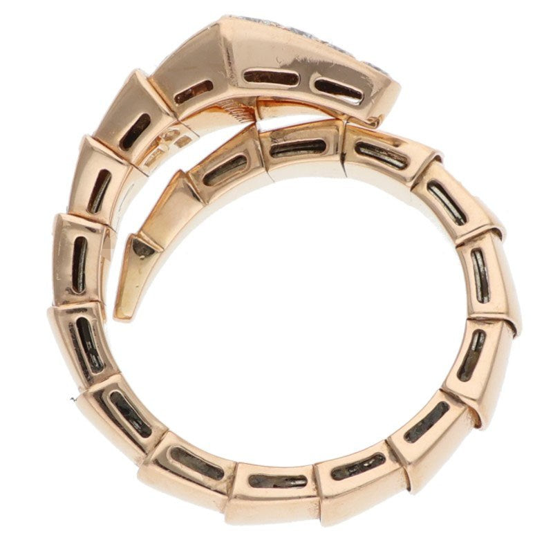 BVLGARI Serpenti Viper Top Diamond Coil Ring Size JP 15