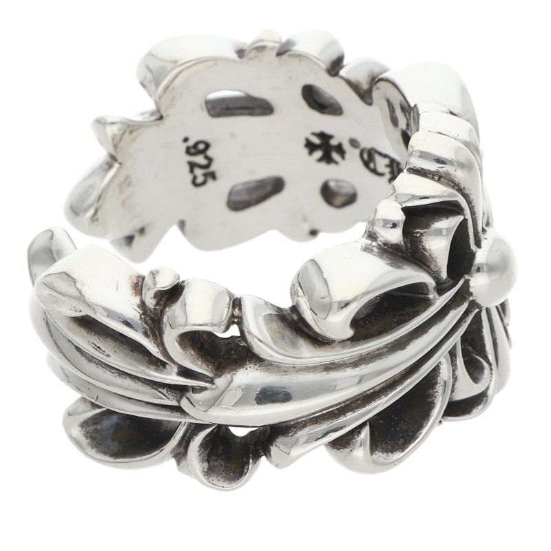 Chrome Hearts Double Floral Cross Silver Ring Size ONE SIZE