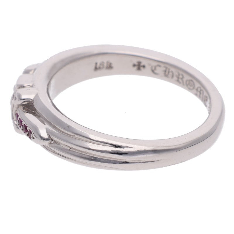 Chrome Hearts 18K Pave Sapphire Baby White Gold Ring Size JP 14