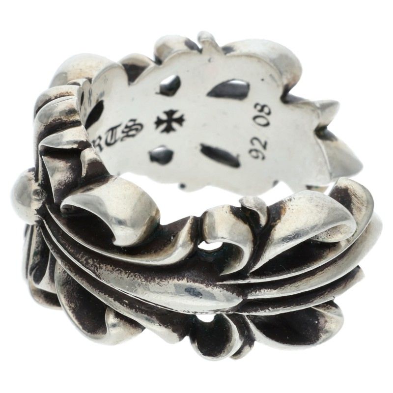 Chrome Hearts Double Floral Cross Silver Ring Size JP 23.5