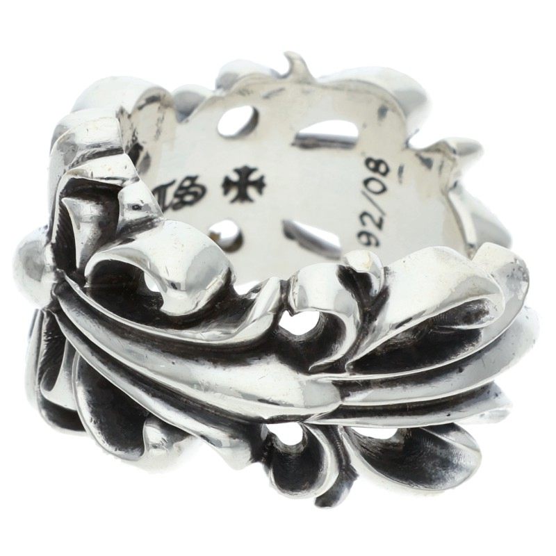 Chrome Hearts DBL FLRL CRS Silver Ring 925 Size JP 12.5