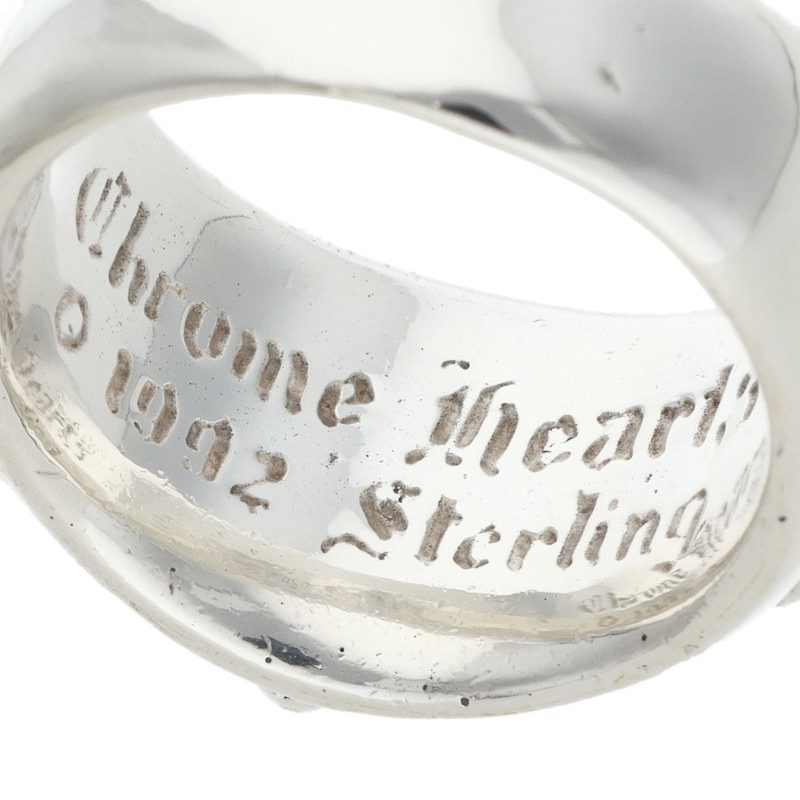 Chrome Hearts FLRL CRS Floral Cross Silver Ring Size JP 22.5