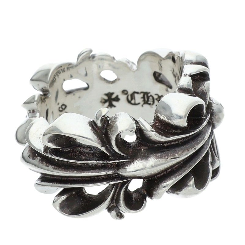 Chrome Hearts DBL FLRL CRS Silver Ring 925 Size JP 18